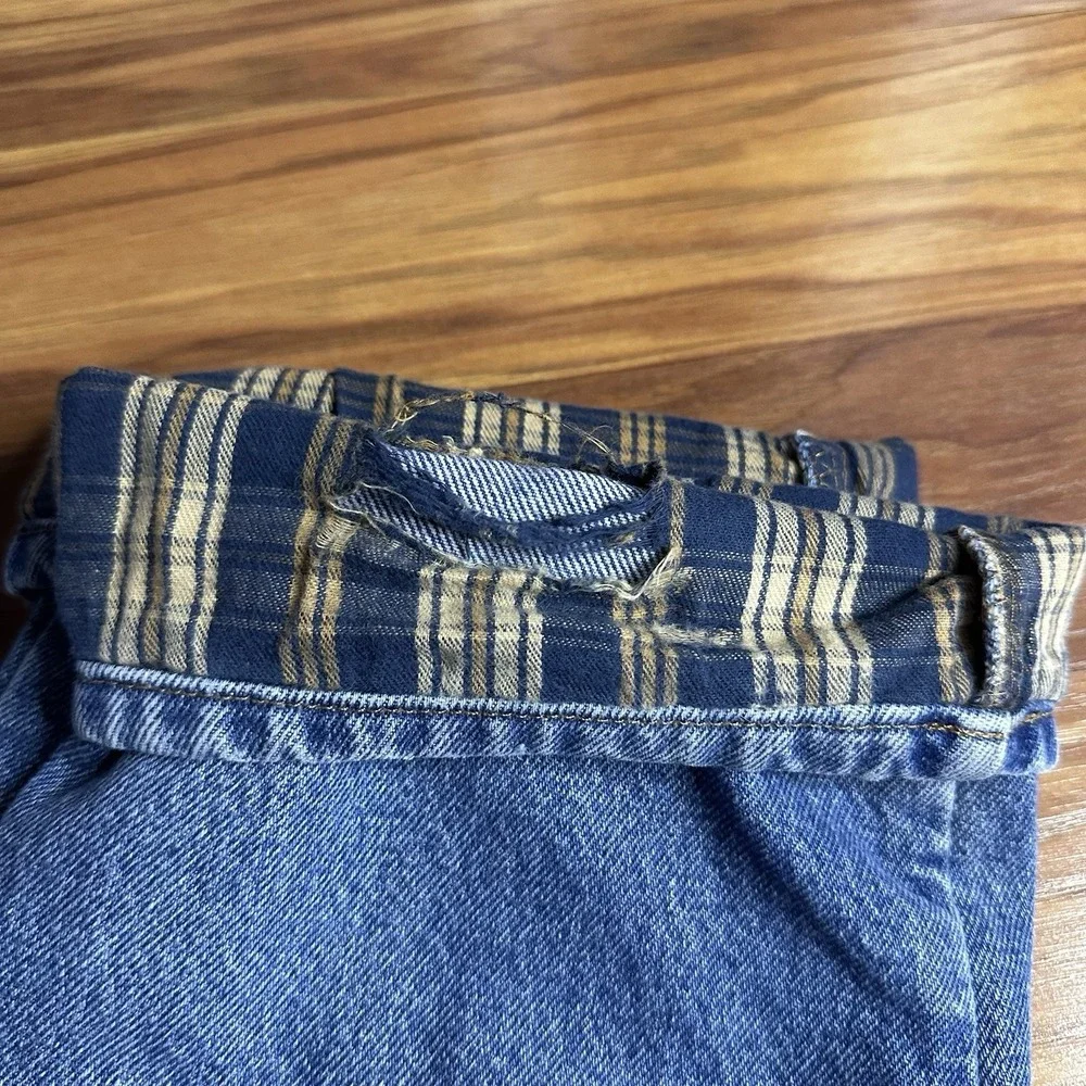 LL Bean Flannel Lined Jeans Mens 34x34 Blue Classic Fit Straight Leg Denim